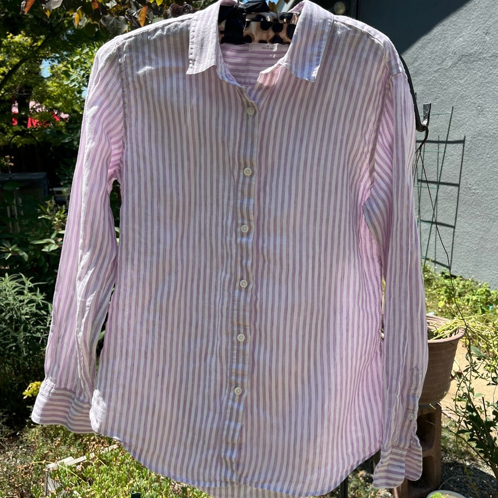Uniqlo Lavender and White Striped Shirt